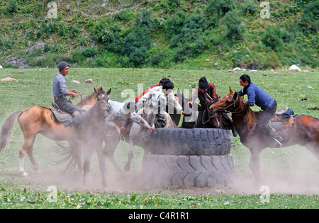 Kirgisistan - der Nationalsport der Ulak Tartysh, Ziege Polo Stockfoto