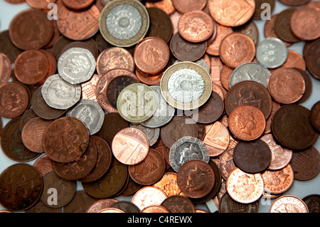 Gemischte Münzen UK, London Stockfoto