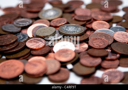 Gemischte Münzen UK, London Stockfoto