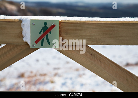 Kein Open-Access-Zeichen auf ein Tor, Brecon Beacons National Park, Wales Stockfoto