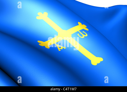 Flagge des Fürstentums Asturien. Hautnah. Stockfoto