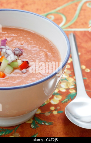 Eine leckere Schale mit gazpacho Stockfoto