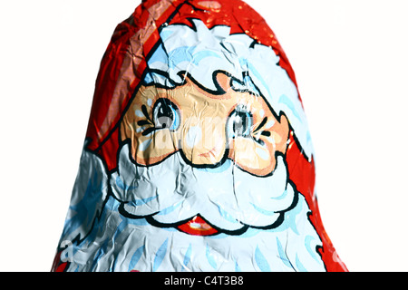 Santa Claus Schokoladenfiguren, Gesichter, Portrait. Weihnachten mal Süßigkeiten. Stockfoto