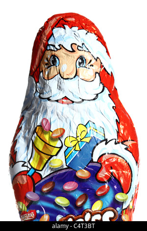 Santa Claus Schokoladenfiguren, Gesichter, Portrait. Weihnachten mal Süßigkeiten. Stockfoto