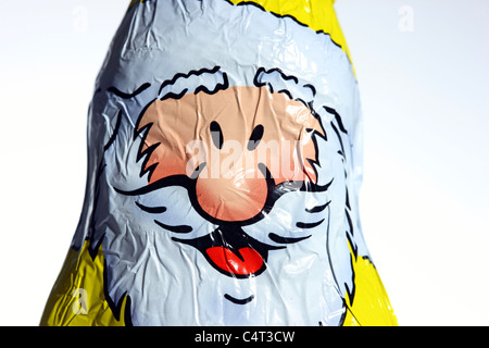 Santa Claus Schokoladenfiguren, Gesichter, Portrait. Weihnachten mal Süßigkeiten. Stockfoto