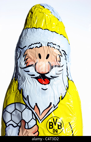 Santa Claus Schokoladenfiguren, Gesichter, Portrait. Weihnachten mal Süßigkeiten. Stockfoto