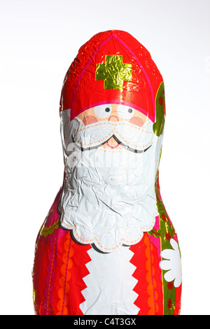 Santa Claus Schokoladenfiguren, Gesichter, Portrait. Weihnachten mal Süßigkeiten. Stockfoto