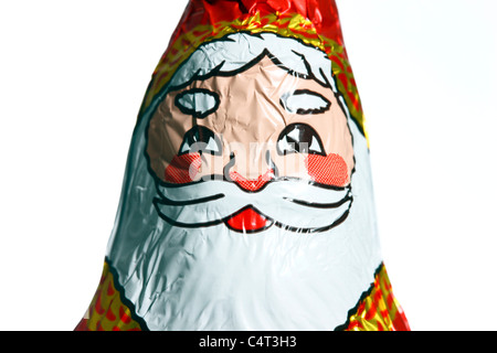 Santa Claus Schokoladenfiguren, Gesichter, Portrait. Weihnachten mal Süßigkeiten. Stockfoto