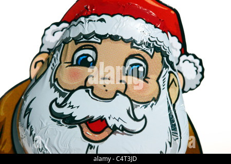 Santa Claus Schokoladenfiguren, Gesichter, Portrait. Weihnachten mal Süßigkeiten. Stockfoto