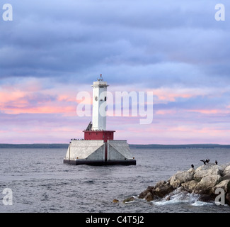 Das Round Island Passage Licht, Mackinac Straits, Michigan, USA Stockfoto