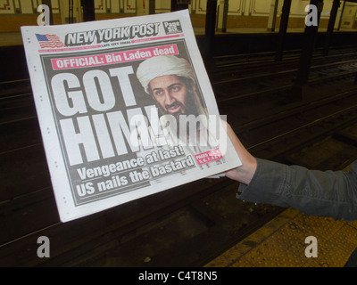 Die New York Post titelt am Tag nach der Tod von Osama Bin Laden bekannt gegeben wurde Stockfoto