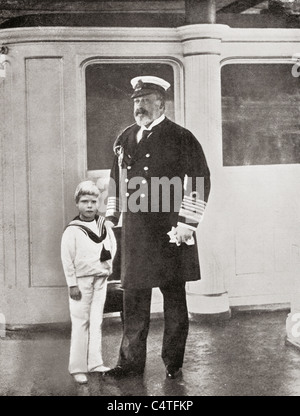 Prinz Edward, der spätere König Edward VIII., mit seinem Großvater König Edward VII. Stockfoto