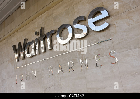 Waitrose Beschilderung an ihrer Zweigstelle in der Finchley Road. Stockfoto