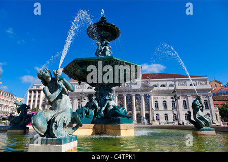 Europa, Portugal, Lissabon, Rossio-Platz Stockfoto