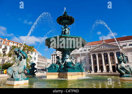 Europa, Portugal, Lissabon, Rossio-Platz Stockfoto