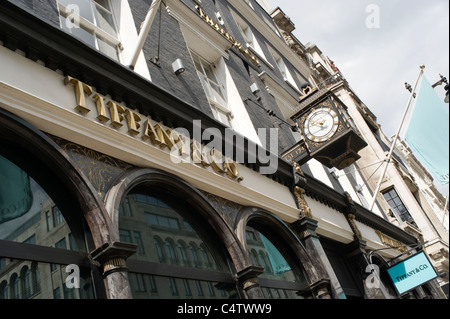London Mayfair, Bond Street Tiffany & Co Juweliere schmuck shop shop Fahnenmasten Fahnenmast gegründet 1749 Stockfoto