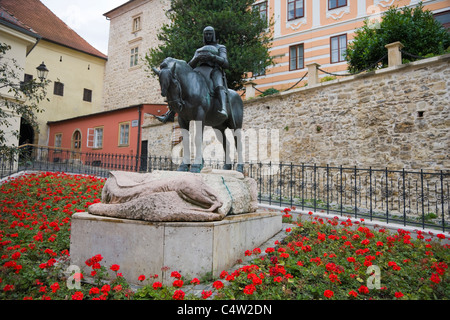 St George auf einem Pferd Statue von Kompatscher, Wickler in der Nähe Steintor Kamenita Vrata, Gornji Grad, Zagreb, Kroatien Stockfoto