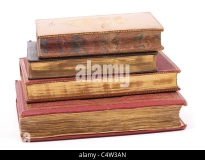 Antike und teure Bücher auf einem Stapel Stockfoto