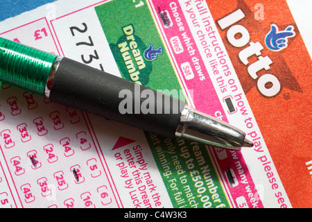 Abschluss der Lotto-Lotto-Spiel Stockfoto