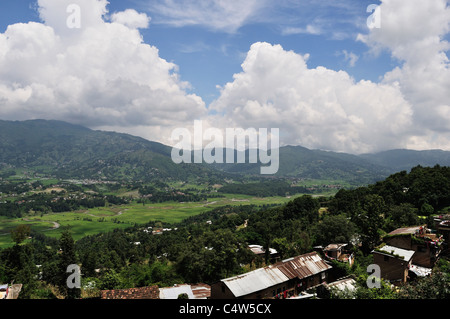 Kathmandu-Tal Blick von Changu Narayan-Tempel, Bagmati Zone, Madhyamanchal, Nepal Stockfoto