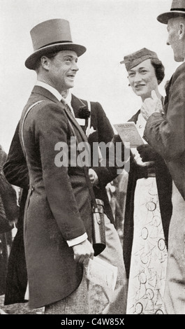 Der Prinz von Wales, später König Edward VIII, bei Ascot-Rennen mit Wallis Simpson im Jahr 1935. Stockfoto