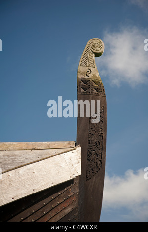 Eine Nachbildung Wikinger Langschiff Skidbladnir zu Haroldswick von Shetland The Viking Unst Project im Bau. SCO 7290 Stockfoto