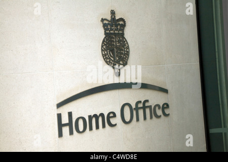 Home-Office-Zeichen, Marsham Street, Westminster, London Stockfoto