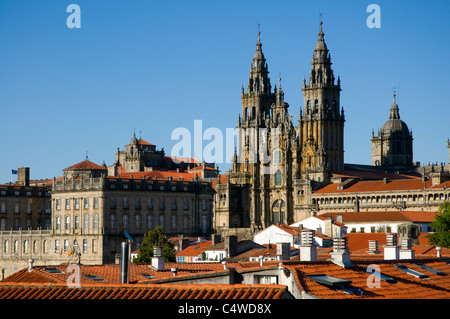 Kathedrale von Santiago De Compostela dominiert die Skyline der Stadt. Stockfoto