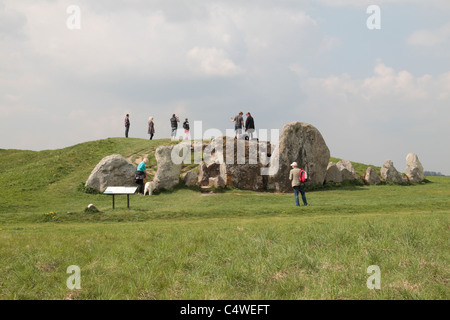 Der West Kennet Long Barrow, neolithische gekammert Gräber, Teil des Weltkulturerbes Avebury, Wiltshire, UK. Stockfoto