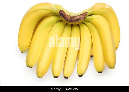 Bananen, die isoliert auf weißem Hintergrund Stockfoto