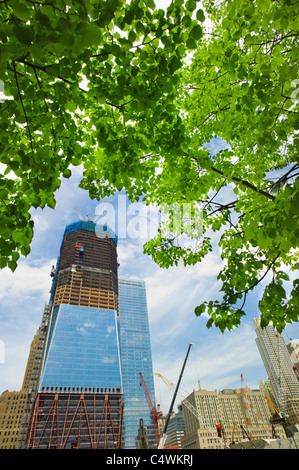 USA, New York, New York City, moderne Wolkenkratzer im Bau am Ground Zero Stockfoto