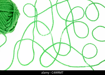 Wollgarn, isoliert auf weißem Hintergrund Stockfoto