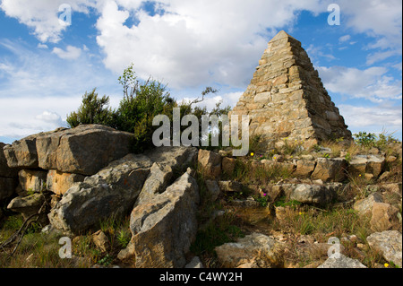 Denkmal zur Erinnerung an Piet Retief und seine Partei auf Voortrekker Pass, Freistaat, Südafrika Stockfoto