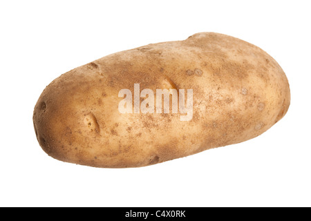 Mehlige Kartoffeln mit weißem Hintergrund Stockfoto