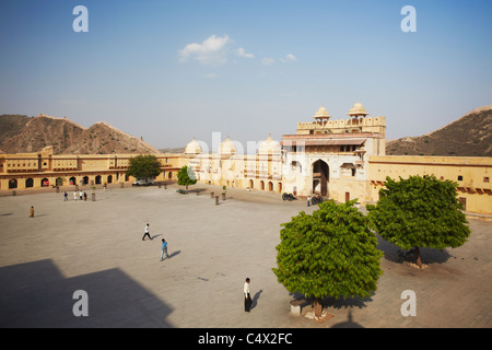 Hof in Amber Fort in Jaipur, Rajasthan, Indien Stockfoto