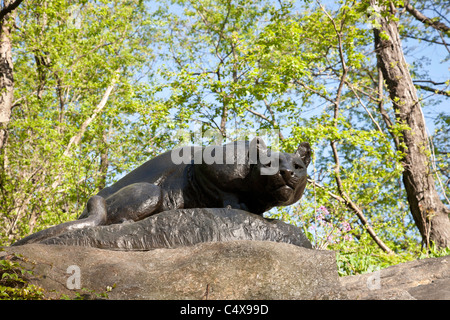 "Noch Hunt" Cougar Skulptur, Ost fahren, "Cat Hill', Central Park, New York Stockfoto