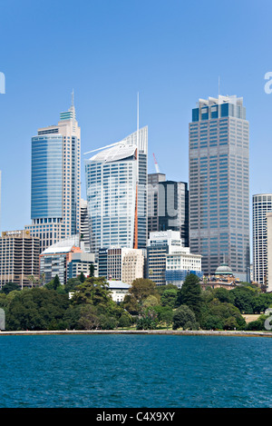 Die wunderschöne Skyline von Sydney und Finanzzentrum von Frau Macquaries Point Farm Cove New South Wales Australien Stockfoto