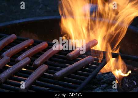 Camping Hot Dogs Stockfoto
