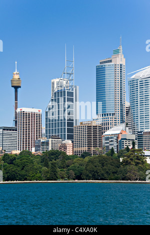 Die wunderschöne Skyline von Sydney und Finanzzentrum von Frau Macquaries Point Farm Cove New South Wales Australien Stockfoto