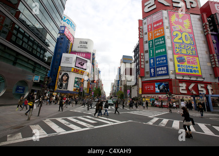 Tokio - 17. NOVEMBER: Zebrastreifen auf der Straße von Shinjuku in Tokio, Japan am 17. November 2009. Shinjuku-Straße ist die Heimat der Welt Stockfoto