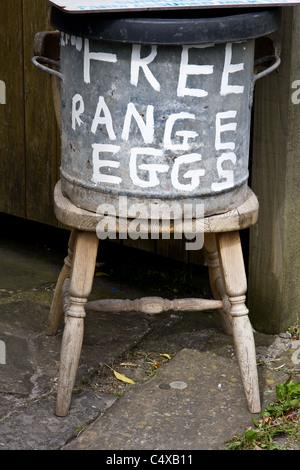 Freilandeier zu verkaufen, Bolton von Bowland, Wald von Bowland, Lancashire, England, UK Stockfoto