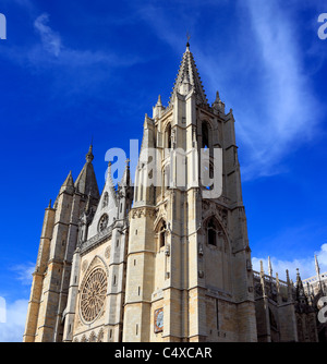 Santa Maria de Leon Cathedral, Leon, Kastilien und Leon, Spanien Stockfoto