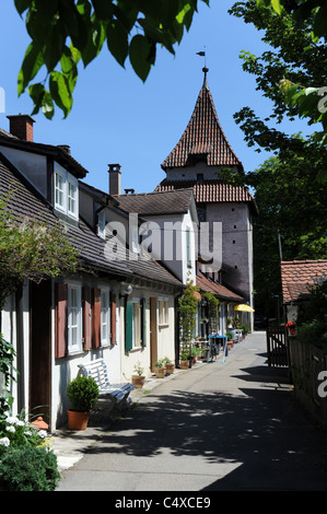 Kleine Reihenhäuser gebaut auf der Stadtmauer am Frauengraben Ulm Baden-Württemberg Deutschland Deutschland Stockfoto