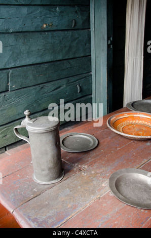 Norwegen, Bergen. Hanseatische Museum, eines der ältesten und besten erhalten Holzbauten in Bergen, original Interieur. Stockfoto