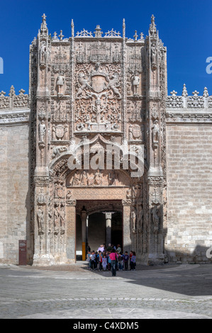 Skulptur auf dem Portal des Colegio de San Gregorio, Nationalmuseum für Bildhauerei, Valladolid, Kastilien und Leon, Spanien Stockfoto