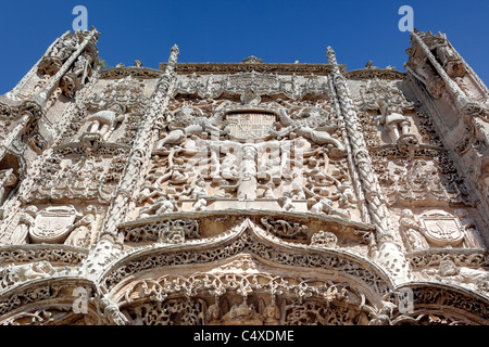 Skulptur auf dem Portal des Colegio de San Gregorio, Nationalmuseum für Bildhauerei, Valladolid, Kastilien und Leon, Spanien Stockfoto