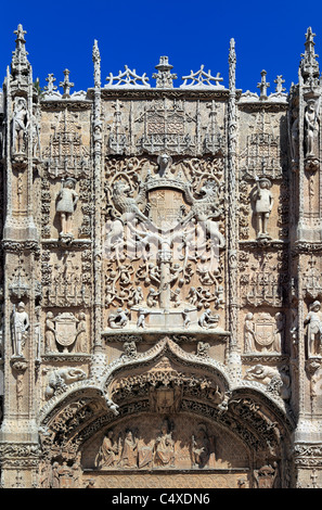 Skulptur auf dem Portal des Colegio de San Gregorio, Nationalmuseum für Bildhauerei, Valladolid, Kastilien und Leon, Spanien Stockfoto