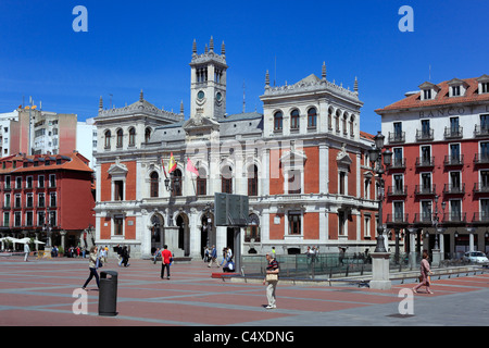 Plaza Mayor und Rathaus, Valladolid, Kastilien und Leon, Spanien Stockfoto