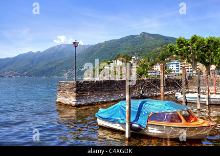 Alter Hafen in Ascona Tessin Stockfoto