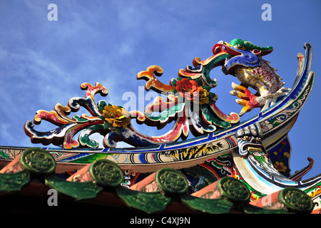 Drachen Skulptur auf dem Dach des Kuan-Yin-Tempel am Klang Selangor, Malaysia Stockfoto